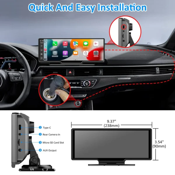 OTTOCAST უსადენო CarPlay/ Android Auto ეკრანი და ვიდეო რეგისტრატორი - Image 6