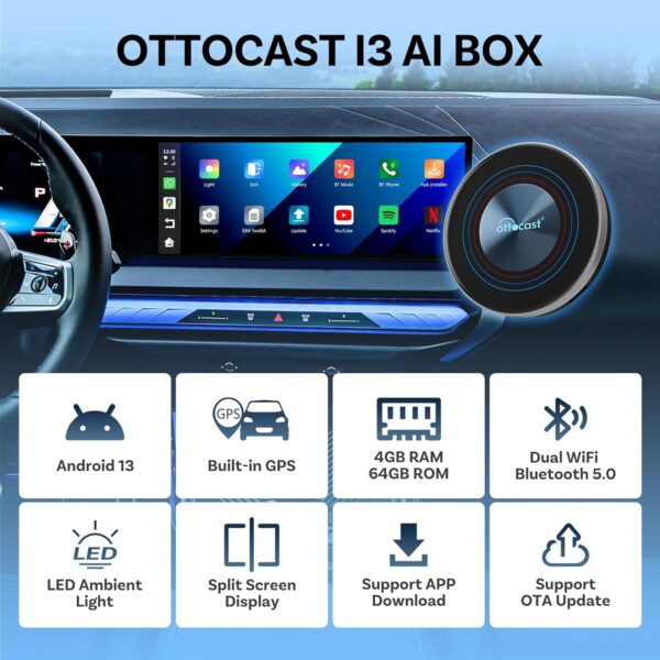 უსადენო ქარფლეის კონსოლი Ottocast i3 BMW - Image 3