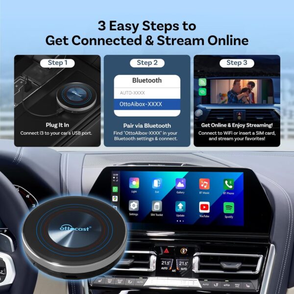 უსადენო ქარფლეის კონსოლი Ottocast i3 BMW - Image 7
